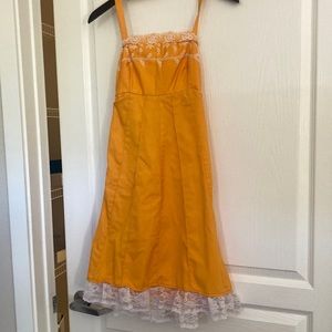 Yellow Vintage Embroidered Halter Dress — S